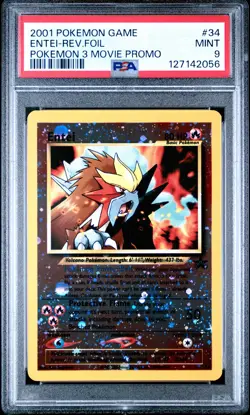 2001 POKEMON GAME MOVIE POKEMON 3 MOVIE PROMO #34 ENTEI-REVERSE FOIL PSA 9 - Image 1