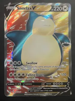 Pokemon Snorlax V Full Art Ultra Rare Holo 197/202 SWSH01 Sword & Shield Card - Image 1