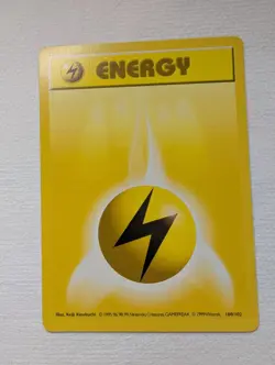 Lightning Energy Base Set Shadowless Pokemon Card 100/102 WOTC Vintage TCG LP - Image 1