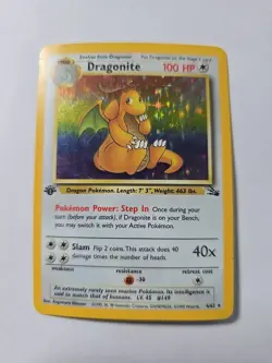 Dragonite 1st Edition Holo 4/62 Fossil Set 1999 WOTC Vintage Pokemon Card - Image 1