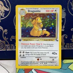 1999 Pokemon TCG Dragonite Fossil 1st Edition Holo 4/62 LP - Image 1