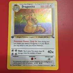 Dragonite 1st Edition Holo 4/62 Fossil Set 1999 WOTC Vintage Pokemon Card - Image 1