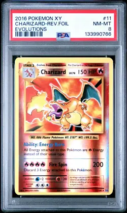 2016 POKEMON XY EVOLUTIONS #11 CHARIZARD-REVERSE FOIL PSA 8 - Image 1