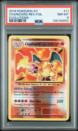 2016 POKEMON XY EVOLUTIONS #11 CHARIZARD-REVERSE FOIL PSA 8 - Image 1