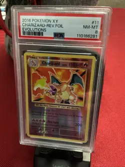 2016 POKEMON XY EVOLUTIONS #11 CHARIZARD-REVERSE FOIL PSA 8 - Image 1
