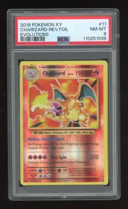 2016 POKEMON XY EVOLUTIONS #11 CHARIZARD-REVERSE FOIL PSA 8 - Image 1