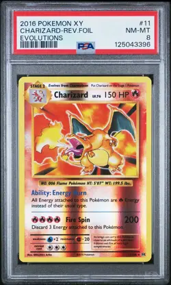 2016 POKEMON XY EVOLUTIONS #11 CHARIZARD-REVERSE FOIL PSA 8 - Image 1