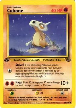 Pokemon Jungle Cubone First Edition Non-Holo 50/64 1999 FREE SHIPPING - Image 1