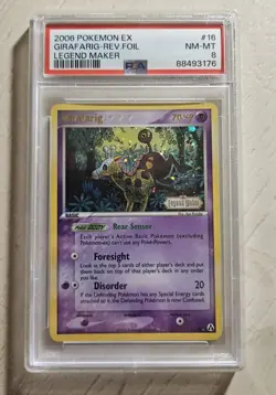 2006 Pokemon EX Legend Maker 16 Girafarig Reverse PSA 8 NM - Image 1
