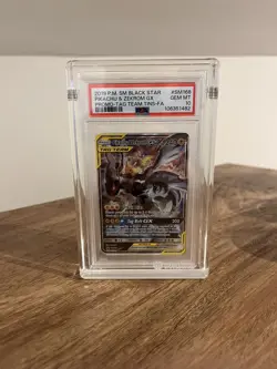 PSA 10 PIKACHU & ZEKROM GX SM168 | Tag Team Full Art Graded Pokemon Card - Image 1
