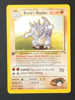Pokemon Gym Heroes 1st Edition Brock's Rhydon 2/132 - LP/NM - Image 1