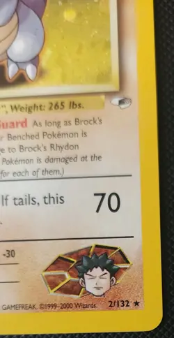 Pokemon Gym Heroes 1st Edition Brock's Rhydon 2/132 - LP/NM - Image 4