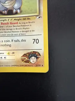 Brock's Rhydon 2/132 Gym Heroes 1st Edition Holo Swirl - Image 3