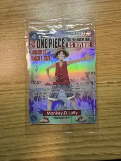Bandai Namco One Piece Card Game Monkey.D.Luffy US Voyage Promo Holo P-055 - Image 1