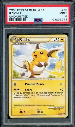 PSA 9 Raichu HeartGold & SoulSilver Undaunted 33/90 Pokemon Card B14 - Image 1