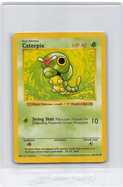 Caterpie 45/102 - SHADOWLESS - VINTAGE WOTC POKEMON CARD - BASE SET - MP/HP - Image 1