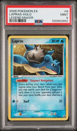 2006 POKEMON EX LEGEND MAKER LAPRAS #8 HOLO FOIL PSA 9 MINT #100962662 - Image 1