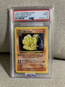 Pokemon Ninetales Base Set Shadowless Holo Rare #12 PSA 9 Mint - Image 1