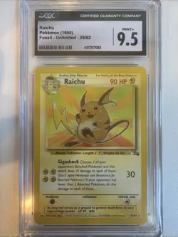 Raichu 29/62 Fossil 1999 Regular CGC 9.5 Pokemon - Image 1