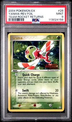 2004 POKEMON EX TEAM ROCKET RETURNS YANMA #28 REVERSE PSA 9 MINT #113024156 - Image 1