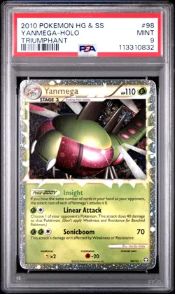 2010 POKEMON TRIUMPHANT YANMEGA PRIME #98 ULTRA RARE HOLO PSA 9 MINT #113310832 - Image 1