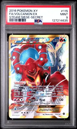 2016 POKEMON XY STEAM SIEGE VOLCANION EX #115 SECRET RARE PSA 9 MINT #127214635 - Image 1