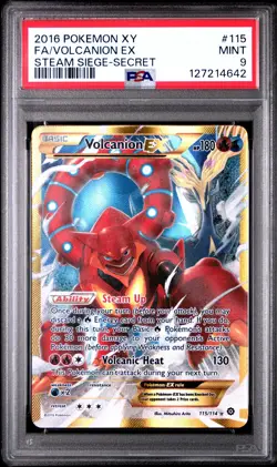 2016 POKEMON XY STEAM SIEGE VOLCANION EX #115 SECRET RARE PSA 9 MINT #127214642 - Image 1