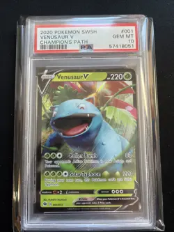 2020 POKEMON SWORD & SHIELD CHAMP'S PATH #001 VENUSAUR V PSA 10 - Image 1