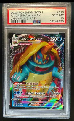 2020 Pokemon SWSH Champion's Path Drednaw VMAX Holo Full Art #015/073 PSA 10 - Image 1