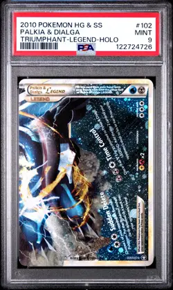 2010 POKEMON TRIUMPHANT PALKIA & DIALGA LEGEND BOTTOM #102 PSA 9 MINT #122724726 - Image 1