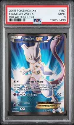 2015 POKEMON XY BREAKTHROUGH MEWTWO EX #157 FULL ART PSA 9 MINT #126229430 - Image 1