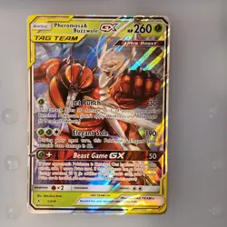 Pokemon Pheromosa & Buzzwole GX 1/214 Sm-Unbroken Bonds TAG TEAM Ultra Rare Holo - Image 1