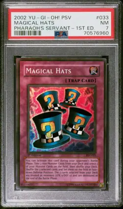 2002 YU-GI-OH! PSV-PHARAOH'S SERVANT | 1ST EDITION #033 MAGICAL HATS PSA 7 - Image 1