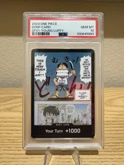 PSA 10 Young Luffy DON!! Card (DF01) Devil Fruits Collection Vol.1 One Piece - Image 1