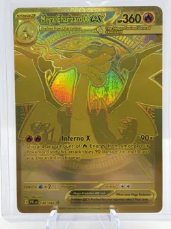 Gold Mega Charizard X EX 130 Pokemon Phantasmal Flames Pokemon MHR RARE - Image 1