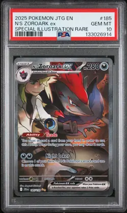 2025 POKEMON JTG EN-JOURNEY TOGETHER #185 N'S ZOROARK EX PSA 10 - Image 1