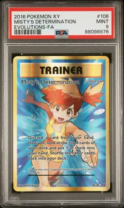PSA 9 MINT 2016 POKEMON XY EVOLUTIONS 108 FULL ART/MISTY'S DETERMINATION - Image 1