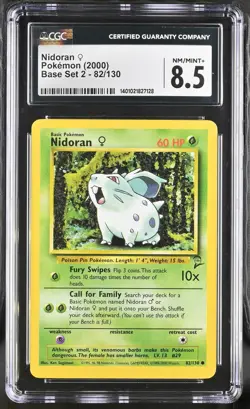 Pokemon - 2000 Base Set 2 #82/130 Nidoran CGC 8.5 FREE SHIPPING (US Only) - Image 1