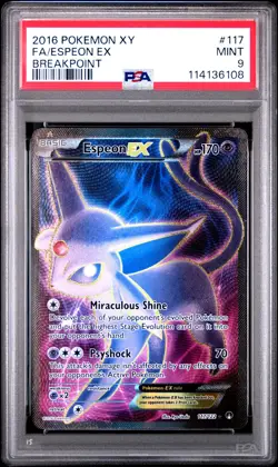 2016 POKEMON XY BREAKPOINT ESPEON EX #117 FULL ART PSA 9 MINT #114136108 - Image 1