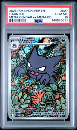 2025 POKEMON MEP PROMO MEGA GENGAR EX MEGA BATTLE DECK #027 HAUNTER PSA 10 - Image 1