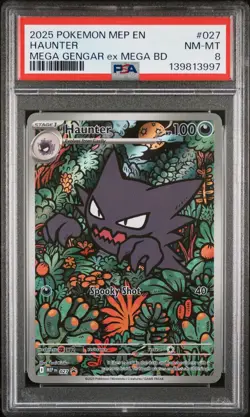 2025 POKEMON MEP PROMO MEGA GENGAR EX MEGA BATTLE DECK #027 HAUNTER PSA 8 - Image 1