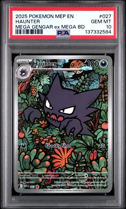 2025 POKEMON MEP EN-ME BLACK STAR PROMO #027 HAUNTER PSA 10 - Image 1