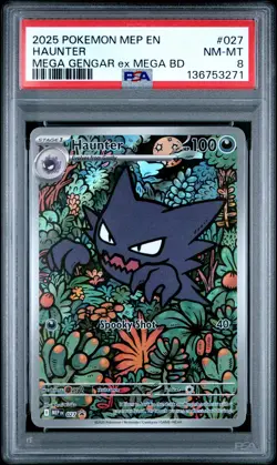2025 POKEMON MEP EN-ME BLACK STAR PROMO #027 HAUNTER PSA 8 - Image 1