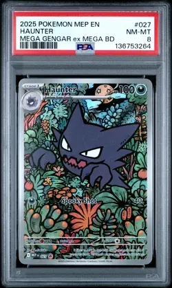 2025 POKEMON MEP EN-ME BLACK STAR PROMO #027 HAUNTER PSA 8 - Image 1