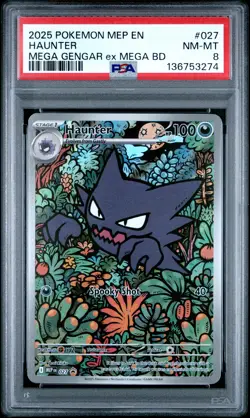 2025 POKEMON MEP EN-ME BLACK STAR PROMO #027 HAUNTER PSA 8 - Image 1