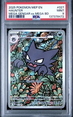 2025 POKEMON MEP EN-ME BLACK STAR PROMO #027 HAUNTER PSA 9 - Image 1