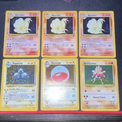 Pokemon Base Set Holo Ninetales, Magneton, Electrode, Hitmonchan Card Lot (6) - Image 1