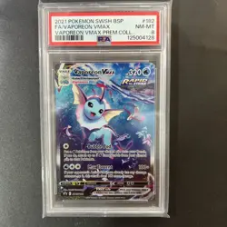 2021 POKEMON SWSH BLACK STAR PROMO #182 FULL ART/VAPOREON VMAX PSA 8 - Image 1