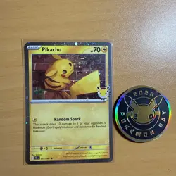 Pikachu 051 /162 Stamped 2026 Pokemon Day 30 Promo TCG With Coin - Image 1