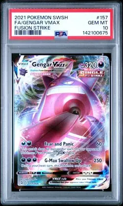 2021 Pokemon Gengar VMAX 157/264 Swsh08: Fusion Strike Holo PSA 10 GEM MINT - Image 1